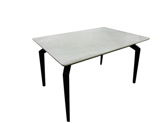 Mina - Mina Rectangular Dining Table Grey Ceramic and Sandy Black