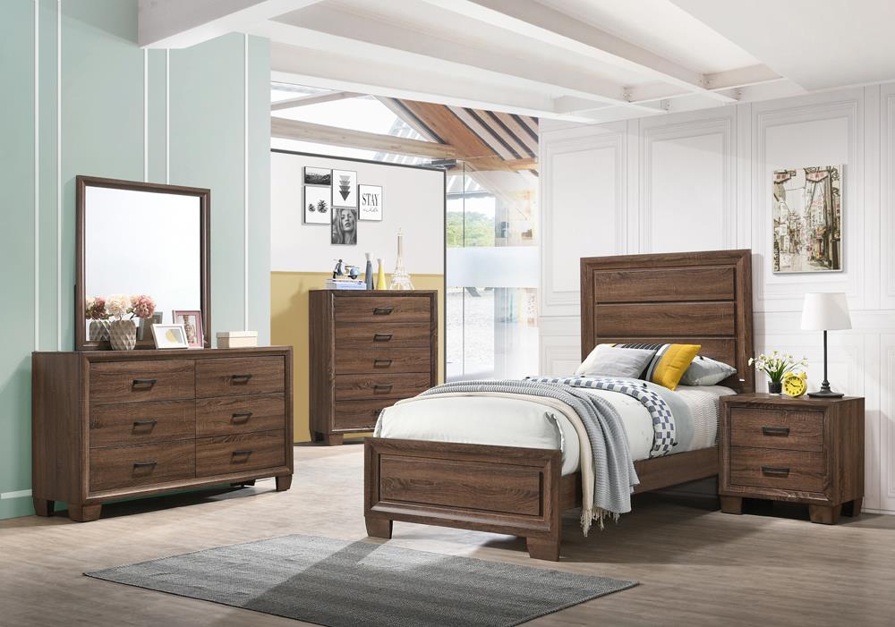 Brandon - Brandon 4-piece Twin Panel Bedroom Set Medium Warm Brown