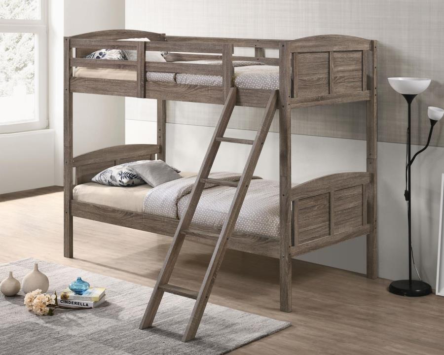 Flynn - Flynn Twin over Twin Bunk Bed Weathered Brown