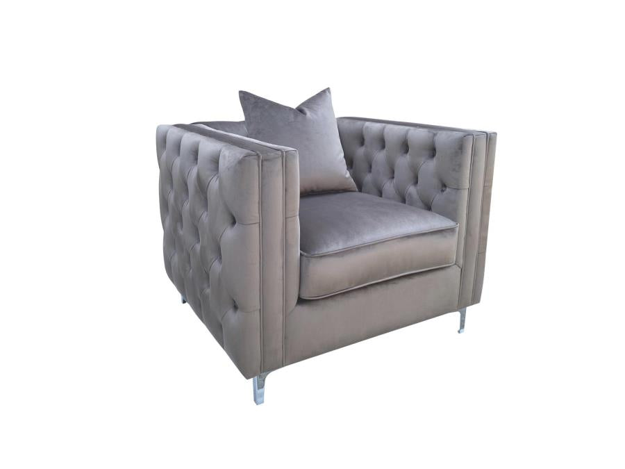 Phoebe - Phoebe Tufted Tuxedo Arms Chair Urban Bronze