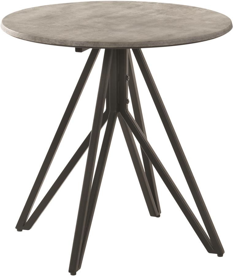 Hadi - Hadi Round End Table with Hairpin Legs Cement and Gunmetal