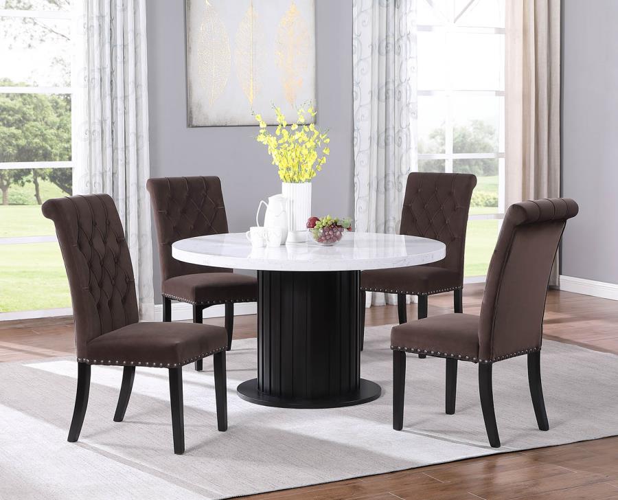 Sherry - Sherry Round Dining Table Rustic Espresso and White