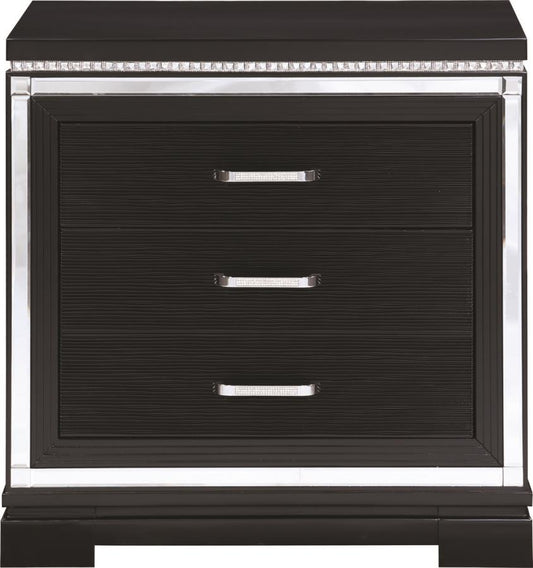 Eleanor - Eleanor Rectangular 3-drawer Nightstand Silver and Black