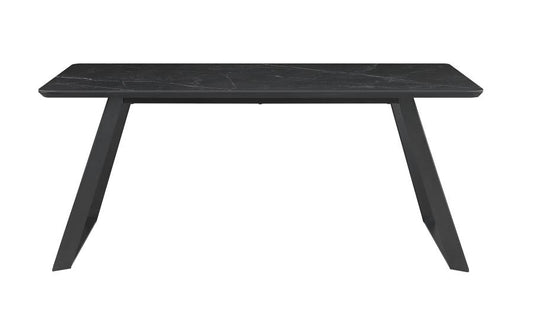 Smith - Smith Rectangle Ceramic Top Dining Table Black and Gunmetal