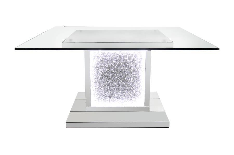 Marilyn - Marilyn Pedestal Rectangle Glass Top Dining Table Mirror