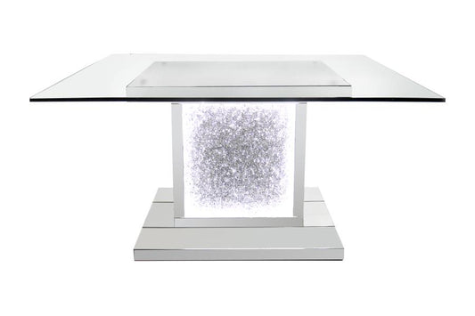 Marilyn - Marilyn Pedestal Rectangle Glass Top Dining Table Mirror