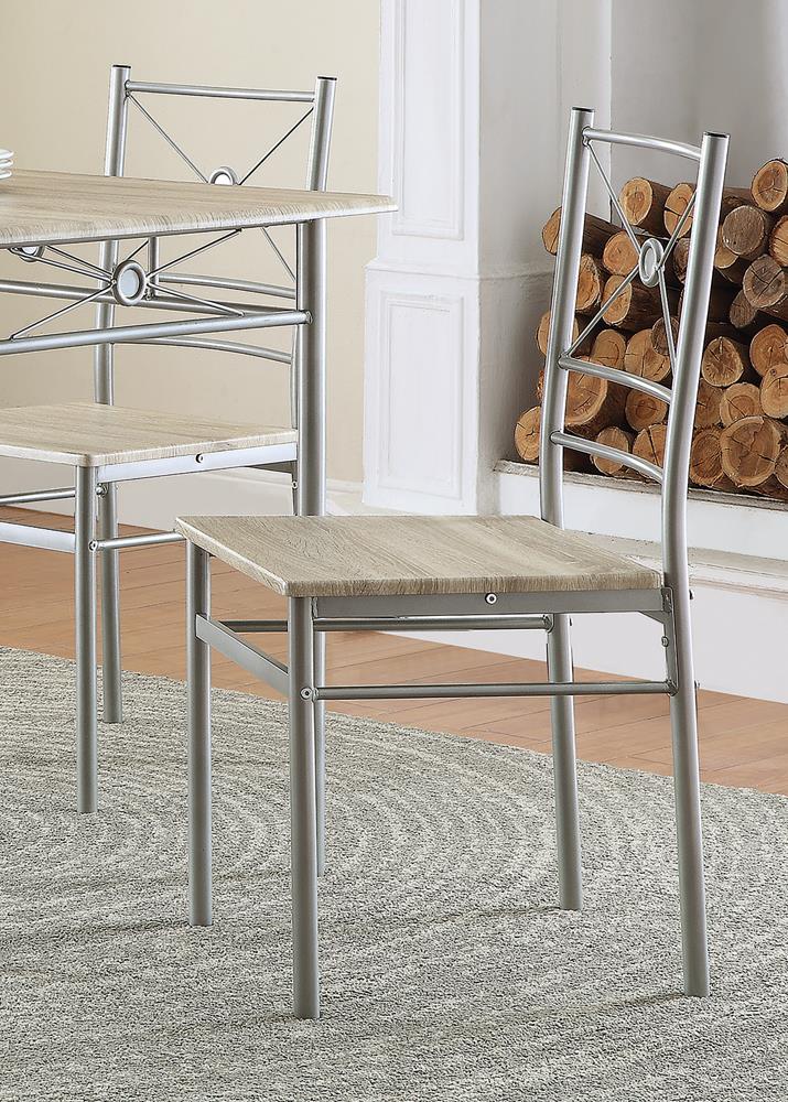 Fontana - Fontana 5-piece Rectangular Dining Set Brushed Silver