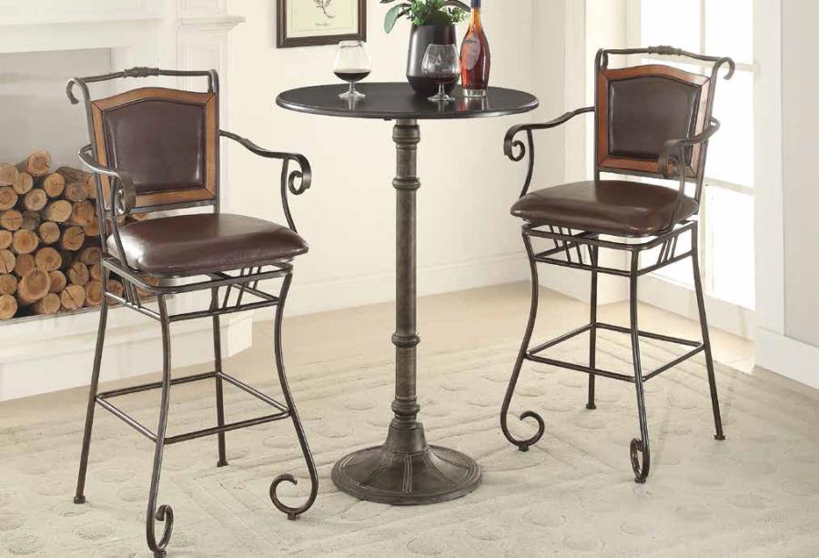 Danbury - Danbury Round Bar Table Dark Russet and Antique Bronze