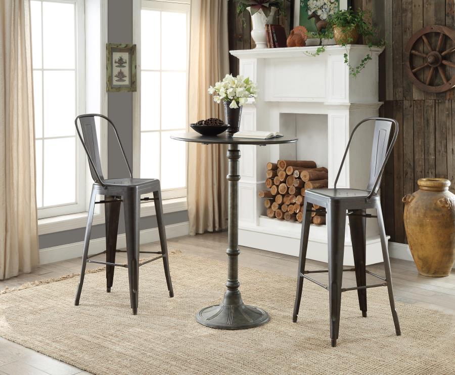 Danbury - Danbury Round Bar Table Dark Russet and Antique Bronze