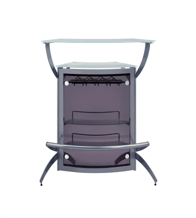 Dallas - Dallas 2-shelf Bar Unit Silver and Frosted Glass