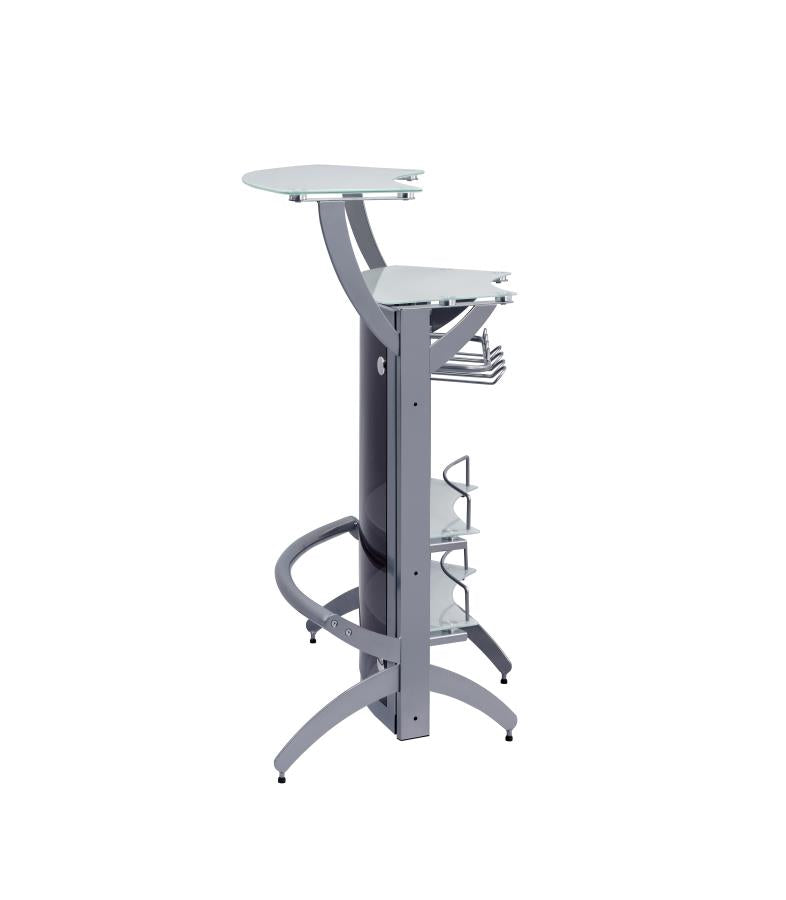 Dallas - Dallas 2-shelf Bar Unit Silver and Frosted Glass