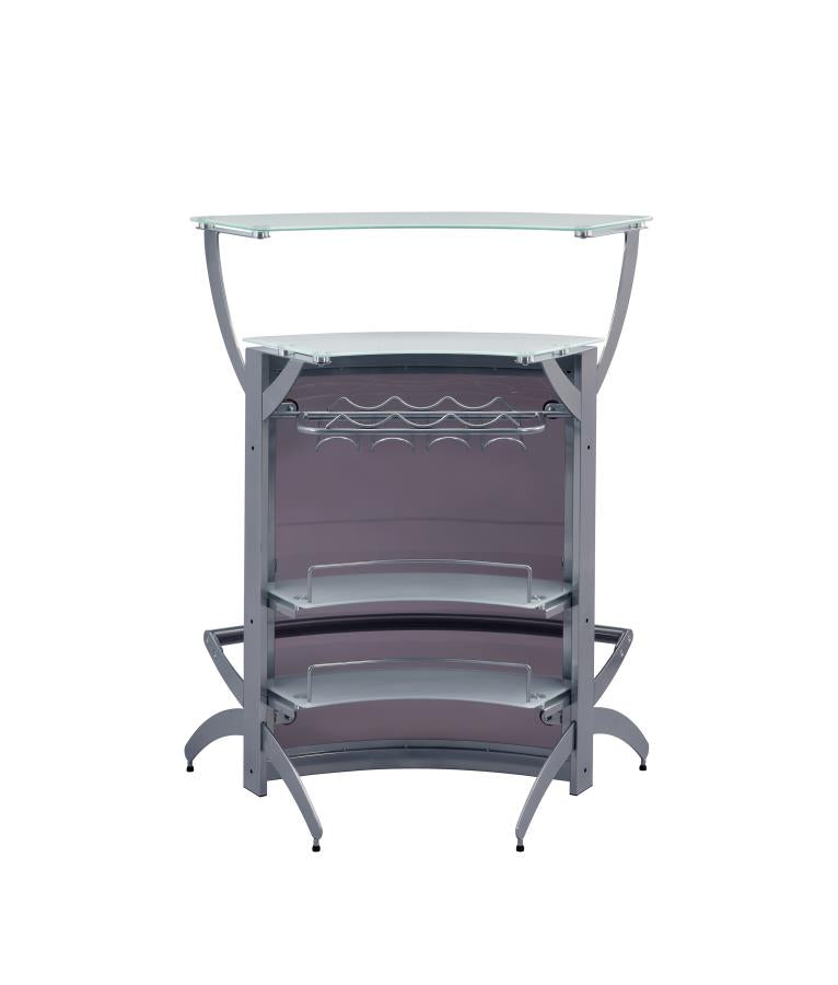 Dallas - Dallas 2-shelf Bar Unit Silver and Frosted Glass