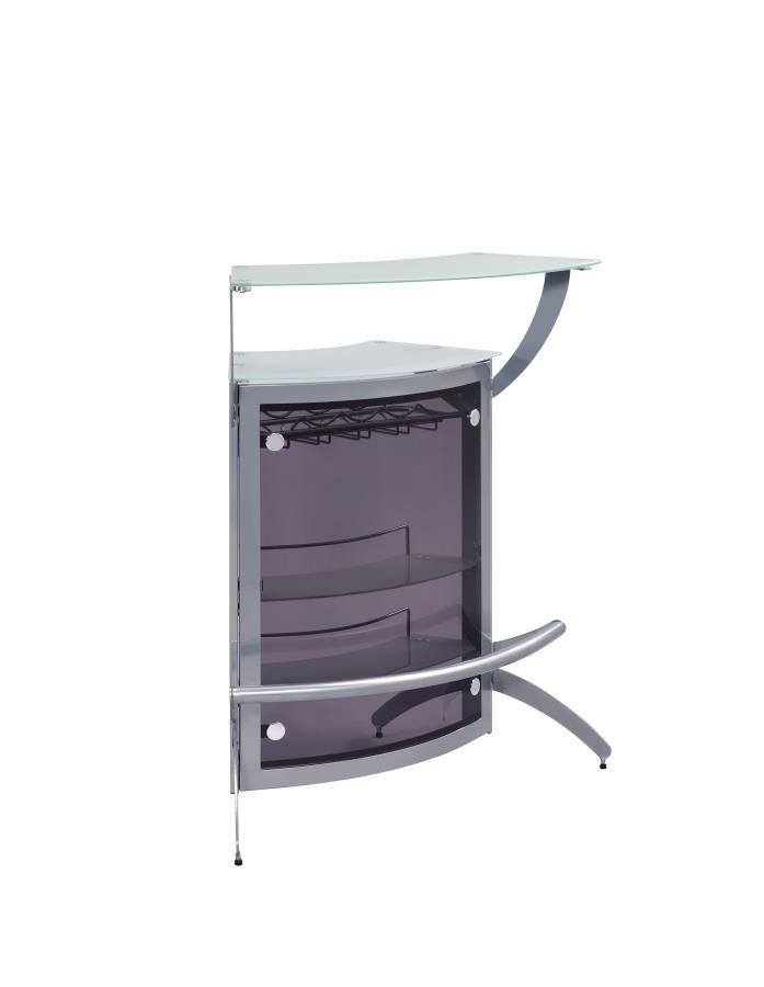 Dallas - Dallas 2-shelf Bar Unit Silver and Frosted Glass