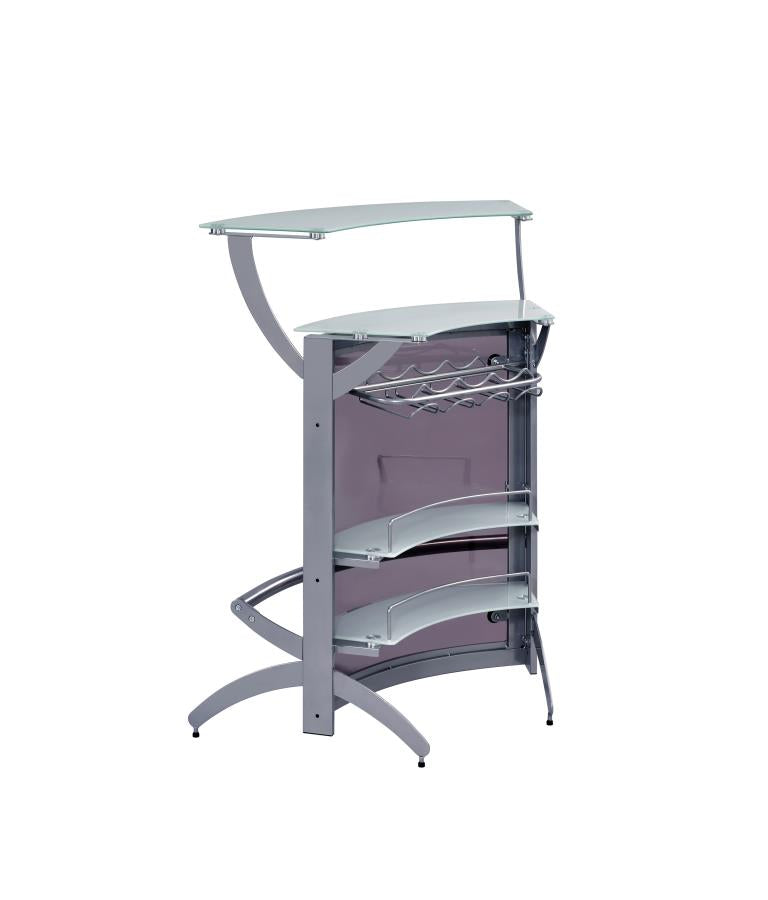 Dallas - Dallas 2-shelf Bar Unit Silver and Frosted Glass