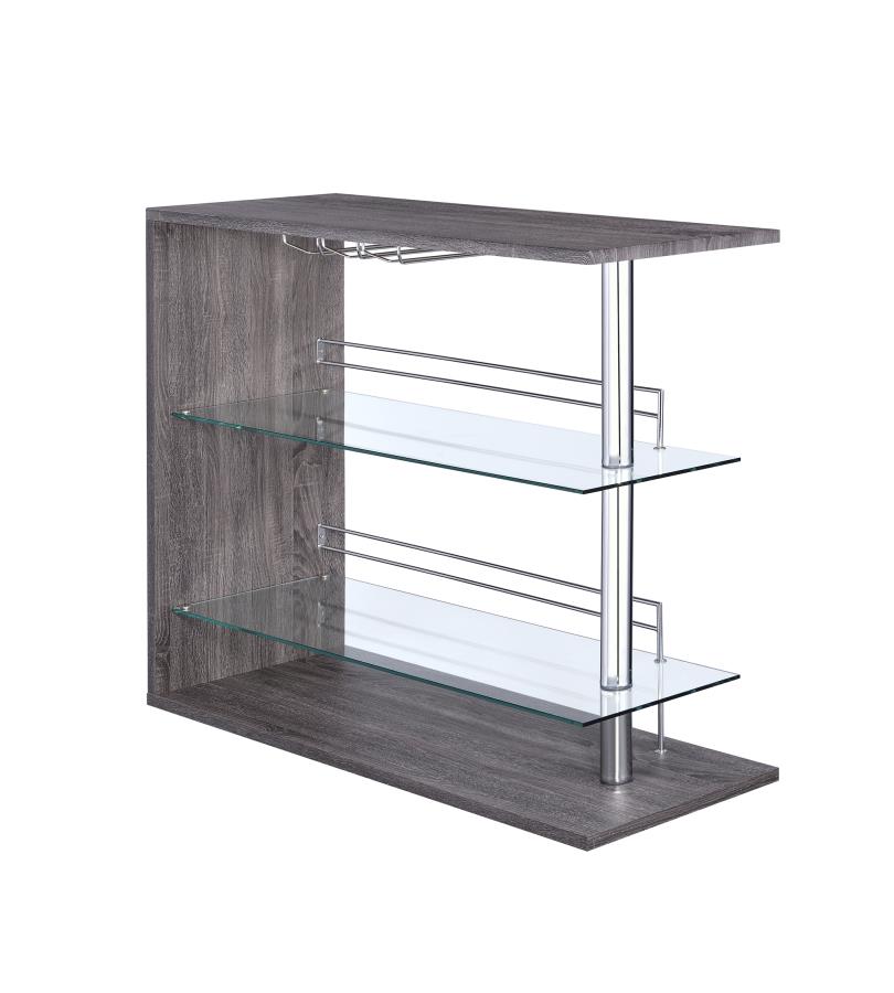 Prescott - Prescott Rectangular 2-shelf Bar Unit Grey
