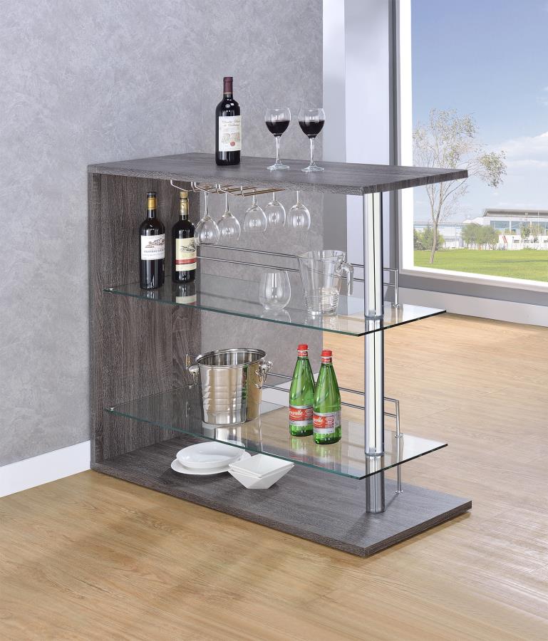 Prescott - Prescott Rectangular 2-shelf Bar Unit Grey