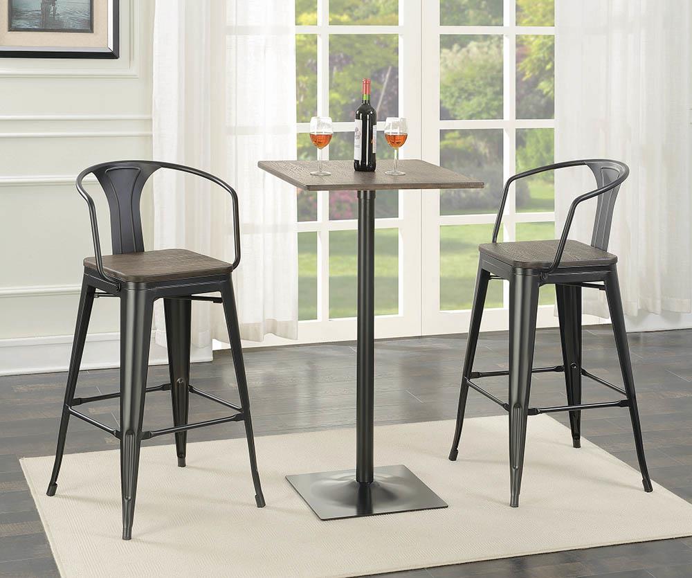 Cavalier - Cavalier Square Bar Table Dark Elm and Matte Black