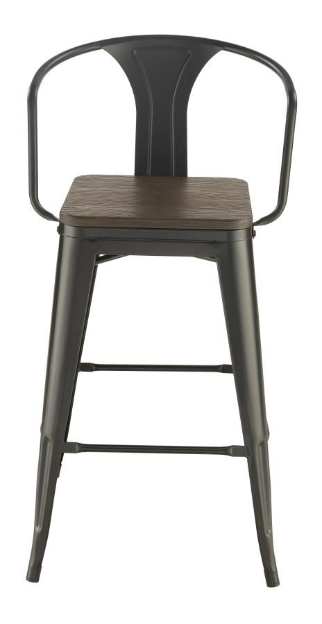 Geneva - Geneva Wooden Seat Bar Stools Dark Elm and Matte Black (Set of 2)
