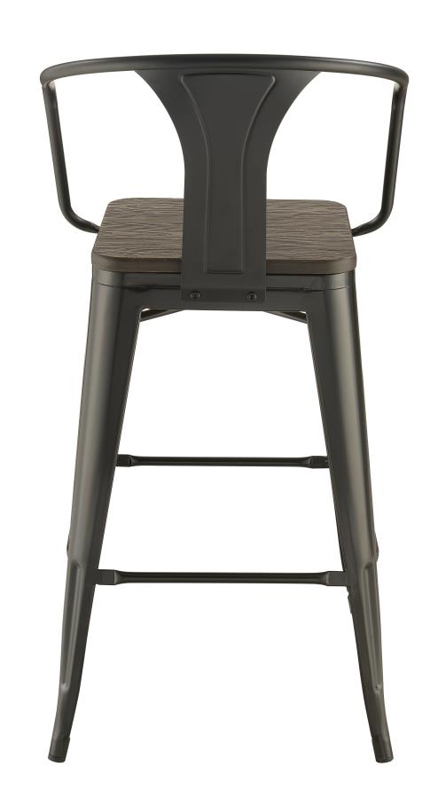 Geneva - Geneva Wooden Seat Bar Stools Dark Elm and Matte Black (Set of 2)