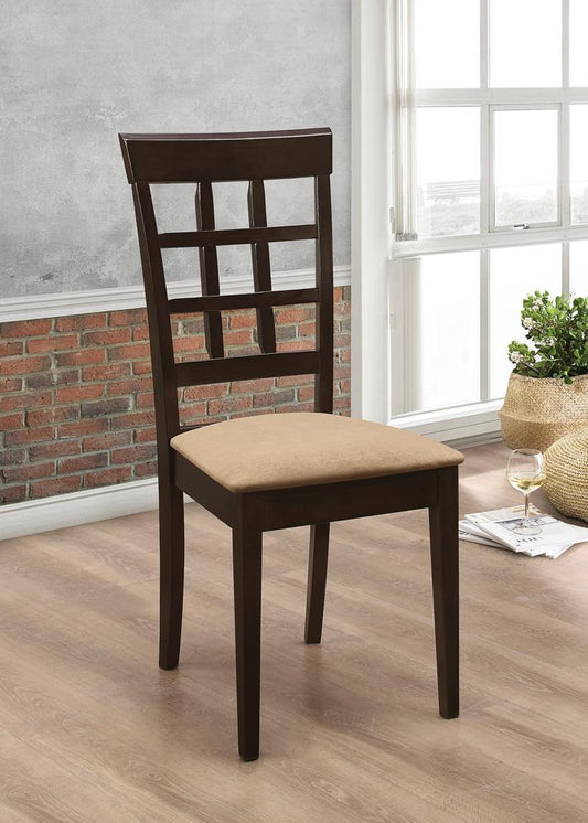 Gabriel - Gabriel Lattice Back Side Chairs Cappuccino and Tan (Set of 2)