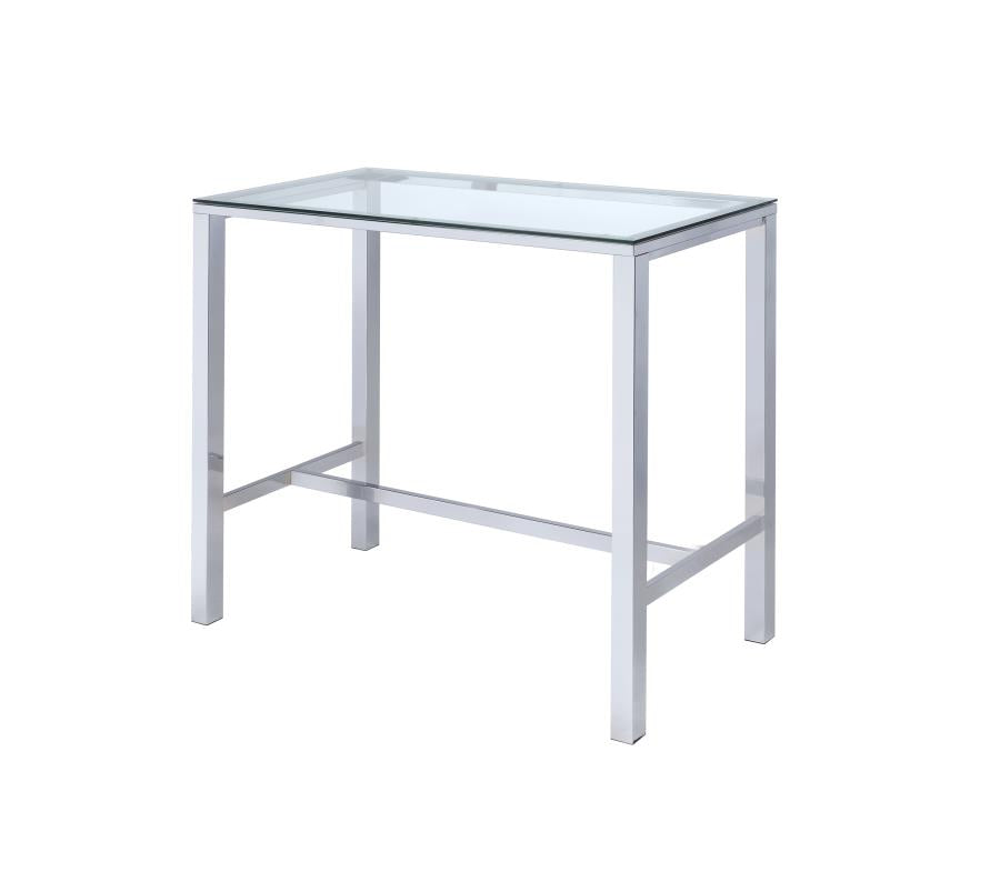 Tolbert - Tolbert Bar Table with Glass Top Chrome