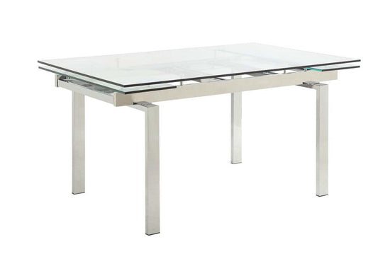 Wexford - Wexford Glass Top Dining Table with Extension Leaves Chrome