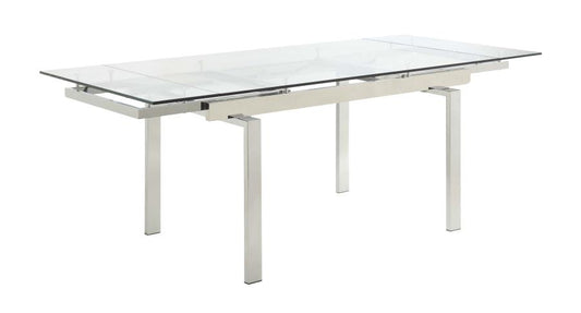 Wexford - Wexford Glass Top Dining Table with Extension Leaves Chrome
