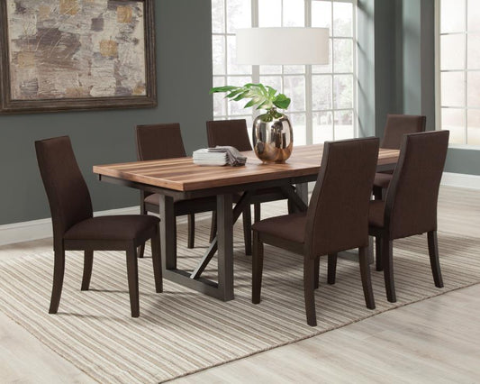 Spring Creek - Spring Creek 5-piece Dining Room Set Natural Walnut and Rich Cocoa Brown