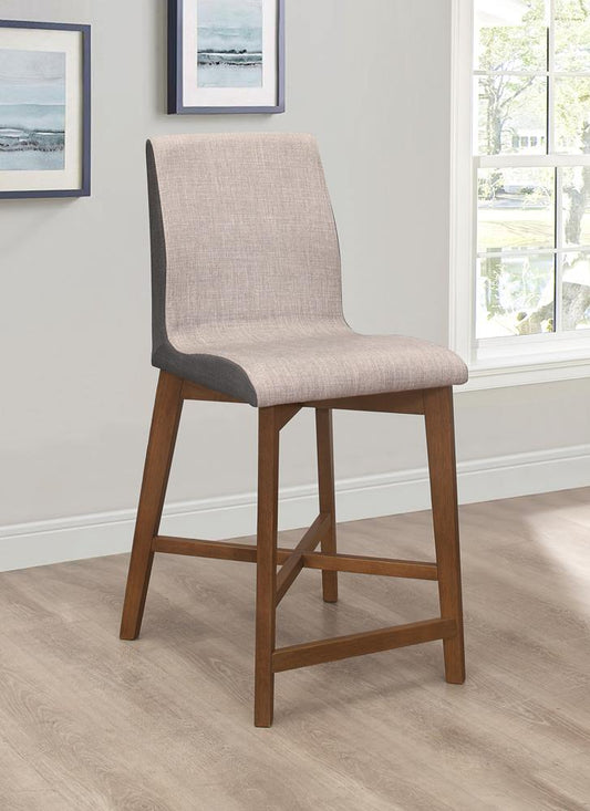 Harris - Logan Upholstered Counter Height Stools Light Grey and Natural Walnut (Set of 2)