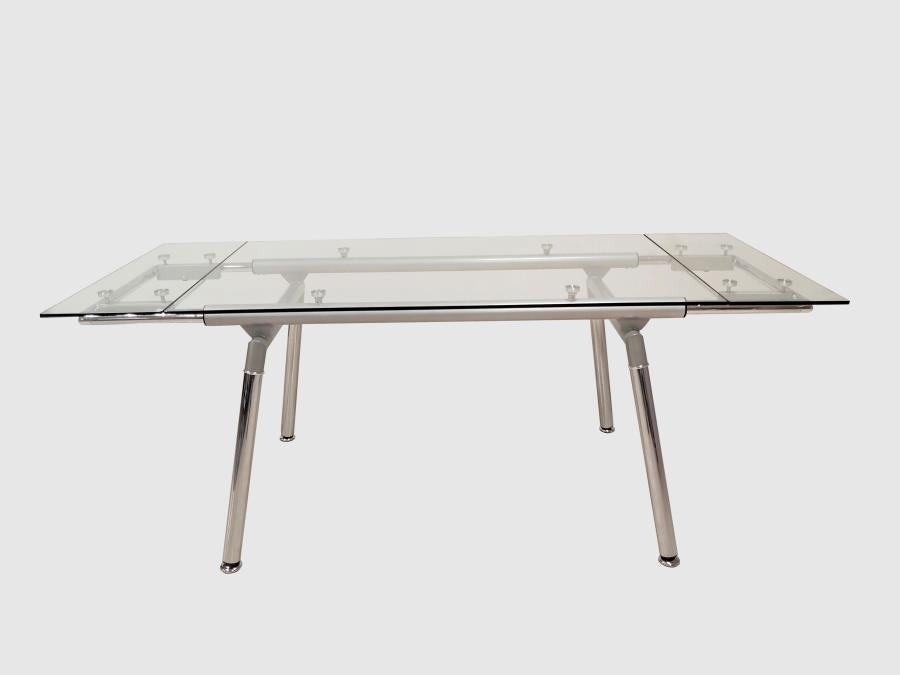 Sonnett - Sonnett Expandable Glass Top Dining Table Chrome and Clear