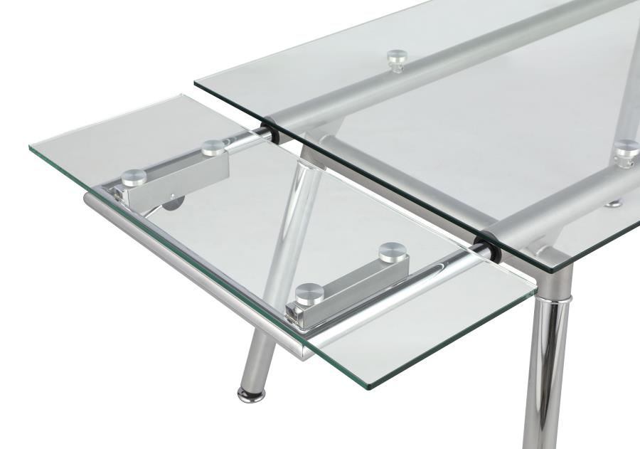 Sonnett - Sonnett Expandable Glass Top Dining Table Chrome and Clear