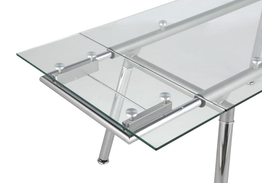 Sonnett - Sonnett Expandable Glass Top Dining Table Chrome and Clear