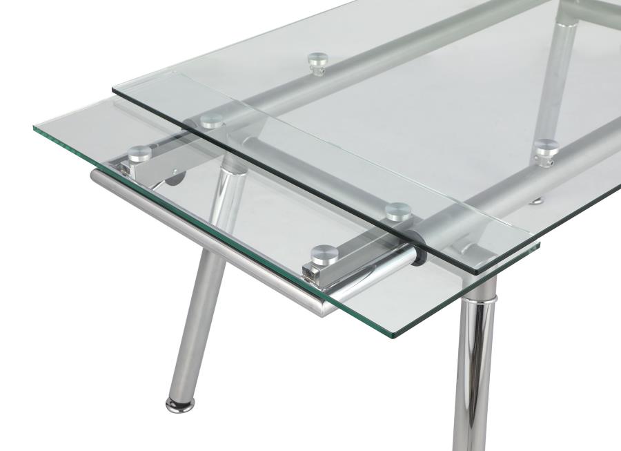 Sonnett - Sonnett Expandable Glass Top Dining Table Chrome and Clear