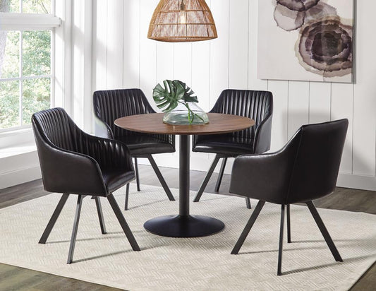 Cora - Cora Round Dining Table Walnut and Black