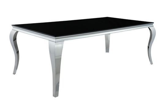 Carone - Carone Rectangular Glass Top Dining Table Black and Chrome