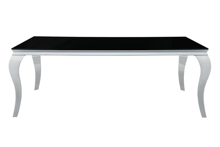 Carone - Carone Rectangular Glass Top Dining Table Black and Chrome