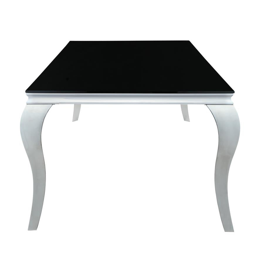 Carone - Carone Rectangular Glass Top Dining Table Black and Chrome