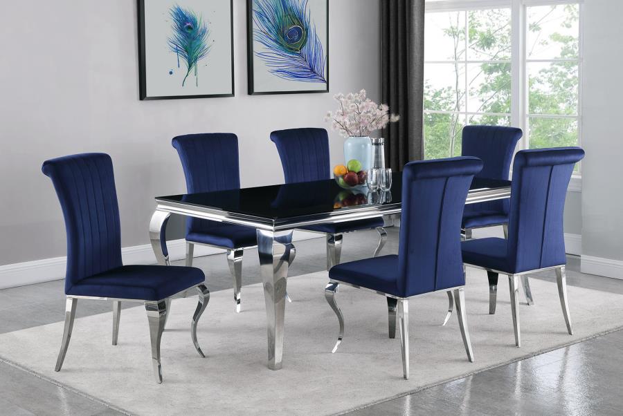 Carone - Carone Rectangular Glass Top Dining Table Black and Chrome