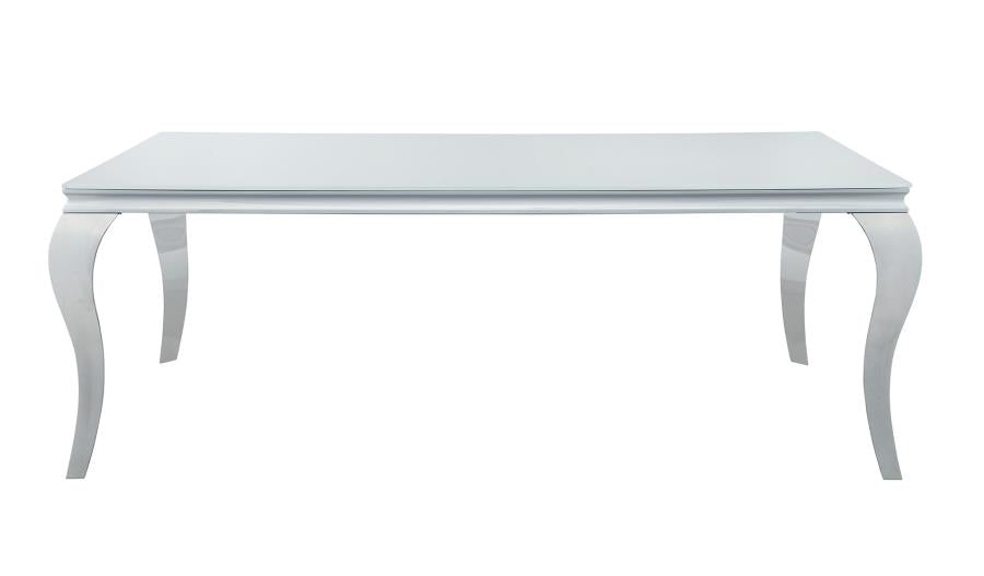 Carone - Carone Rectangular Glass Top Dining Table White and Chrome