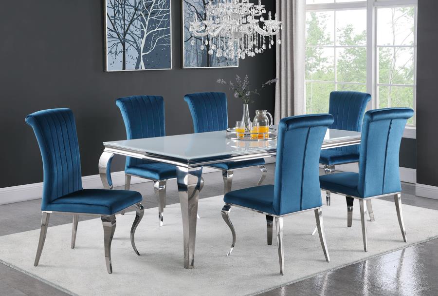 Carone - Carone Rectangular Glass Top Dining Table White and Chrome