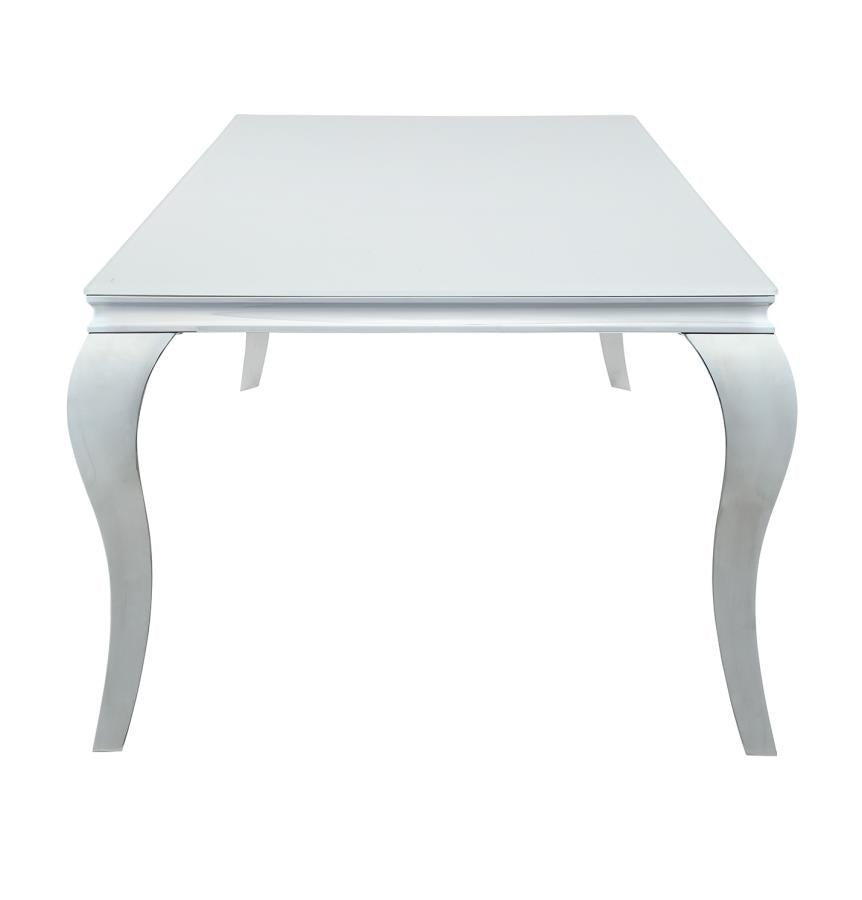Carone - Carone Rectangular Glass Top Dining Table White and Chrome