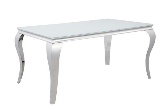 Carone - Carone Glass Top Dining Table White and Chrome