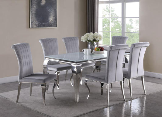 Carone - Carone Glass Top Dining Table White and Chrome