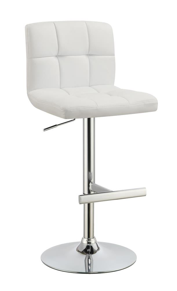 Lenny - Lenny Adjustable Height Bar Stools Chrome and White (Set of 2)