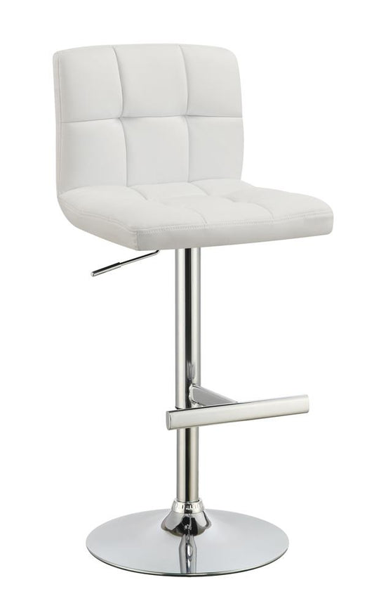 Lenny - Lenny Adjustable Height Bar Stools Chrome and White (Set of 2)