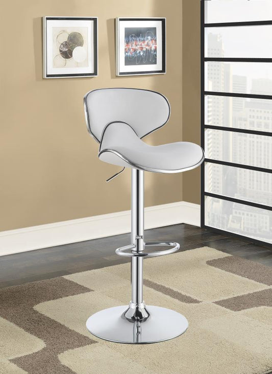 Edenton - Edenton Upholstered Adjustable Height Bar Stools White and Chrome (Set of 2)