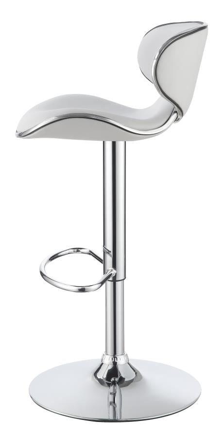 Edenton - Edenton Upholstered Adjustable Height Bar Stools White and Chrome (Set of 2)