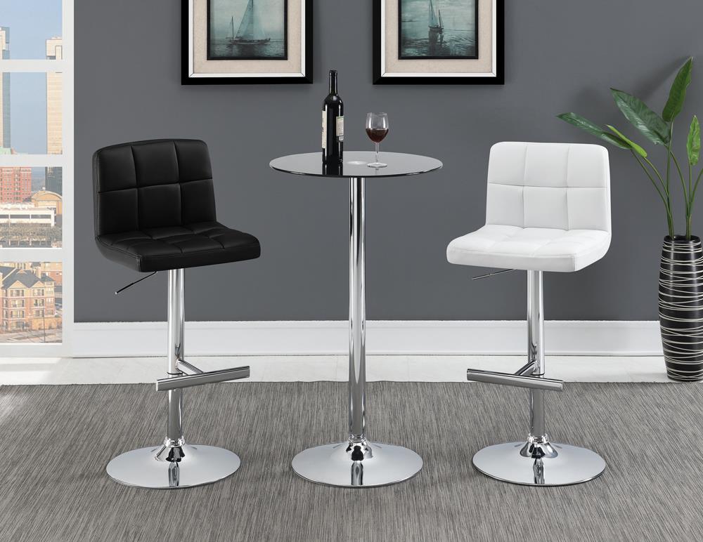 Lenny - Lenny Adjustable Height Bar Stools Chrome and White (Set of 2)