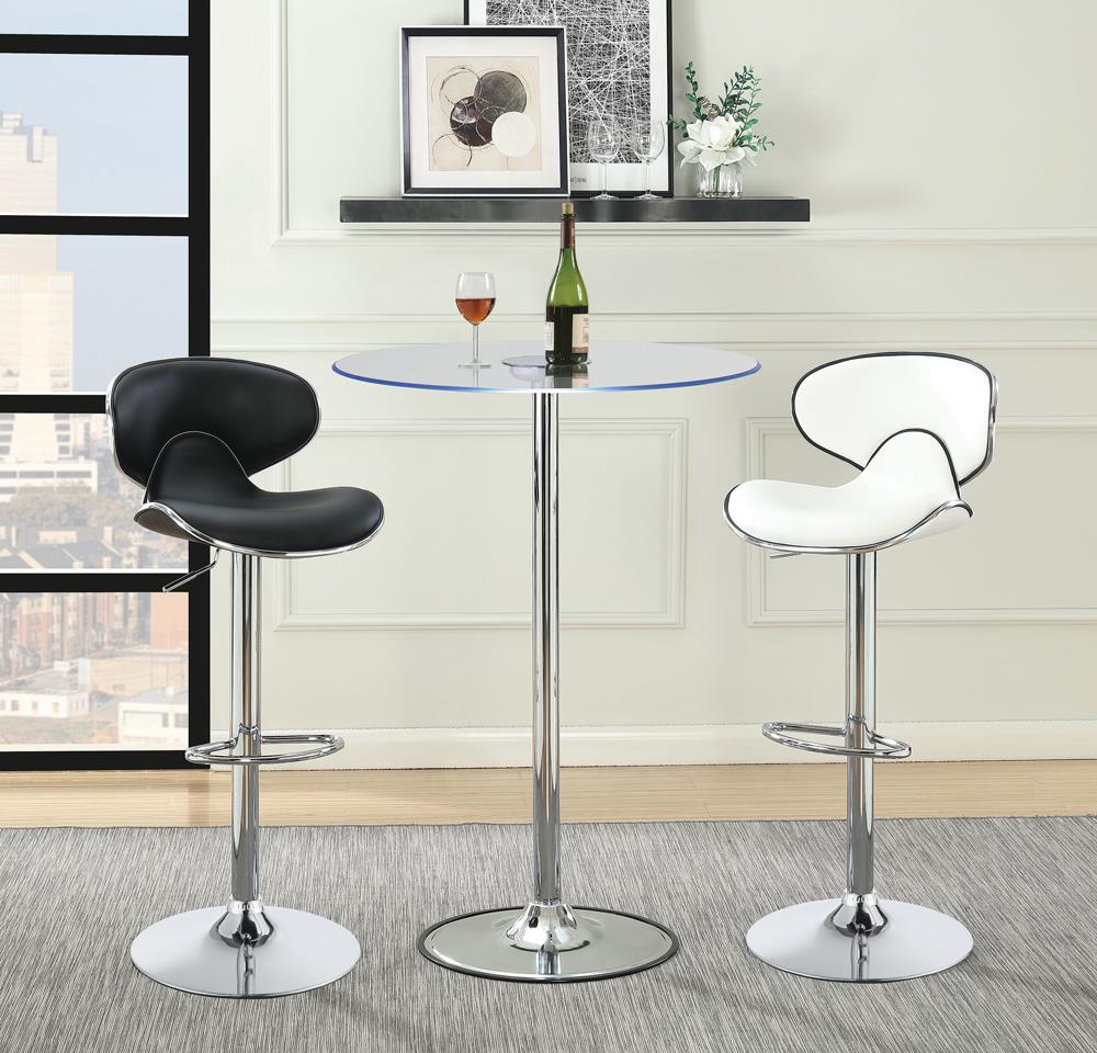 Edenton - Edenton Upholstered Adjustable Height Bar Stools Black and Chrome (Set of 2)