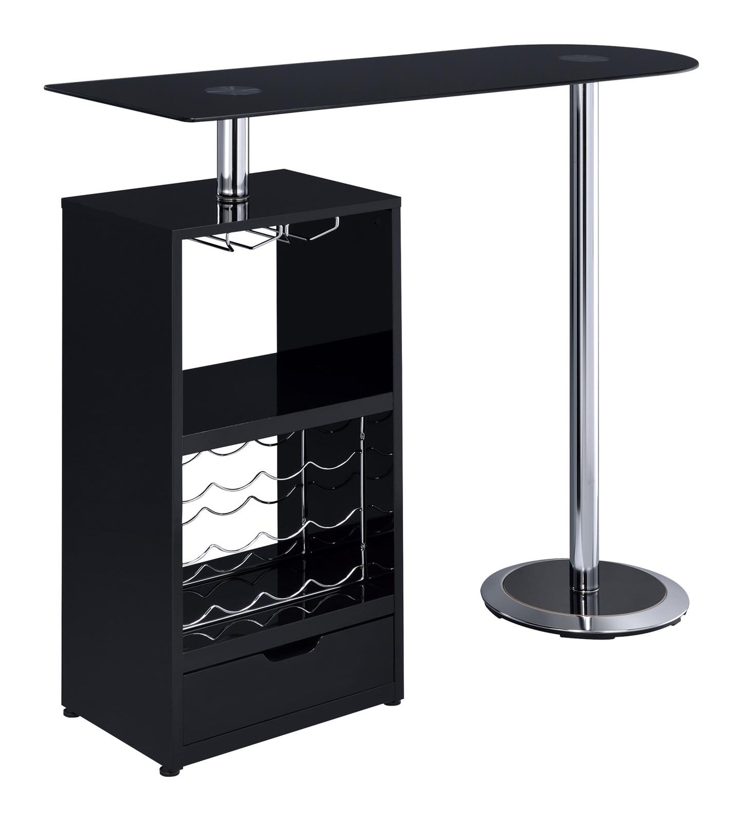 Koufax - Koufax 1-drawer Bar Table Glossy Black